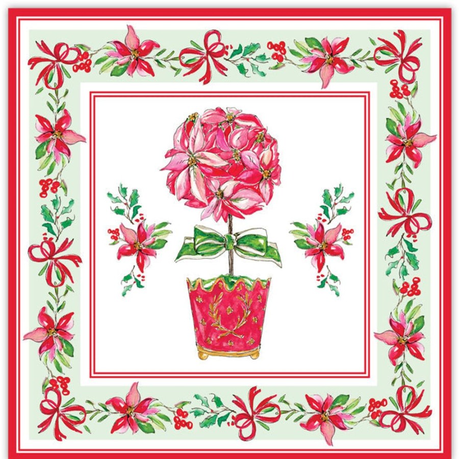 Home & Entertaining Rosanne Beck | Holiday Poinsettia Topiary Square Placemats