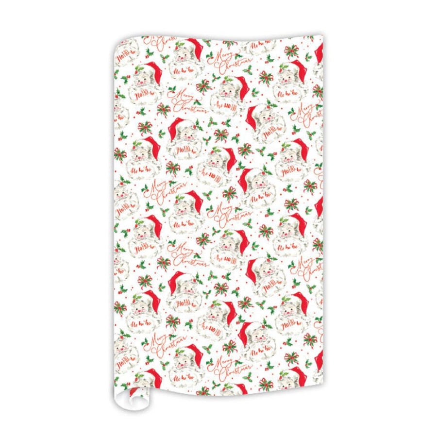 Seasonal Rosanne Beck | Merry Christmas Handpainted Red Santa Pattern Wrapping Paper