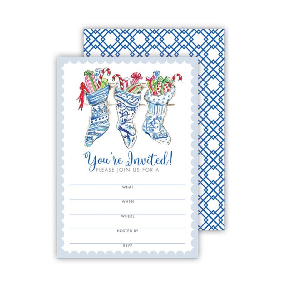 Seasonal Rosanne Beck | Chinoiserie Stockings Fill-In Invitation