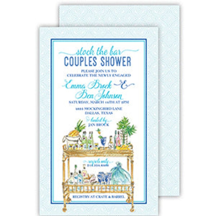 Invitations Rosanne Beck | Handpainted Beach Bar Cart Large Flat Invitation