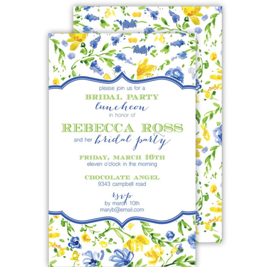 Invitations Rosanne Beck | Blue And Yellow Floral Large Flat Invitation