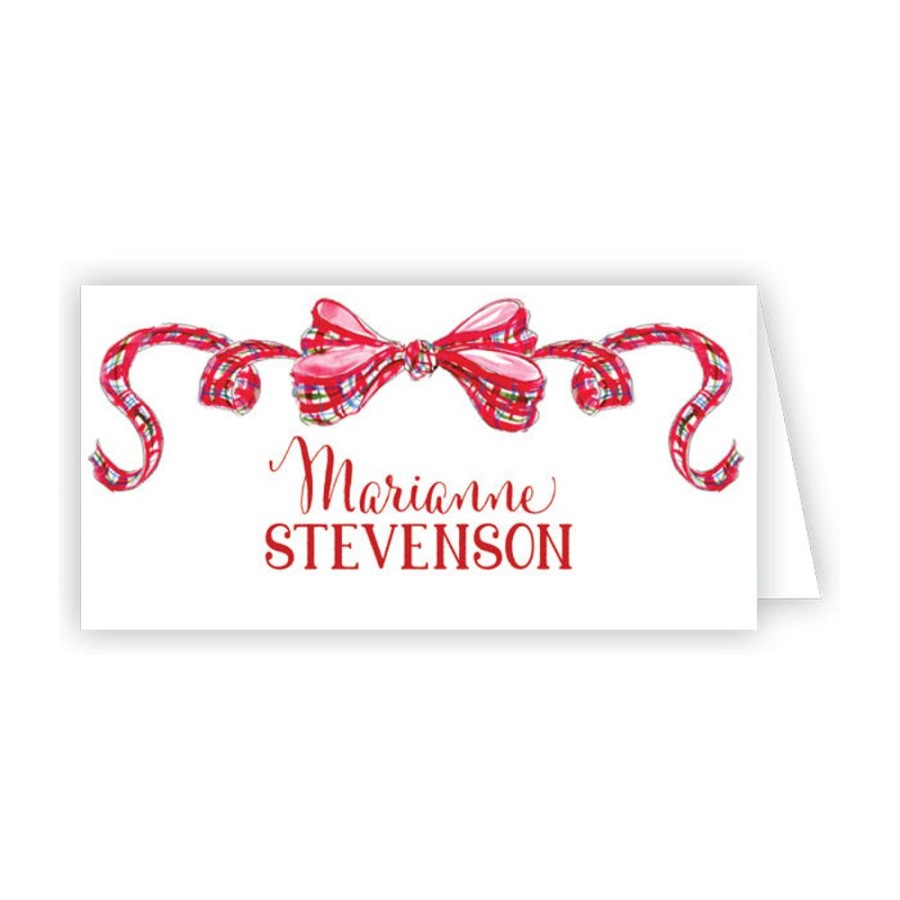 Seasonal Rosanne Beck | Red Plaid Bow Place Cards