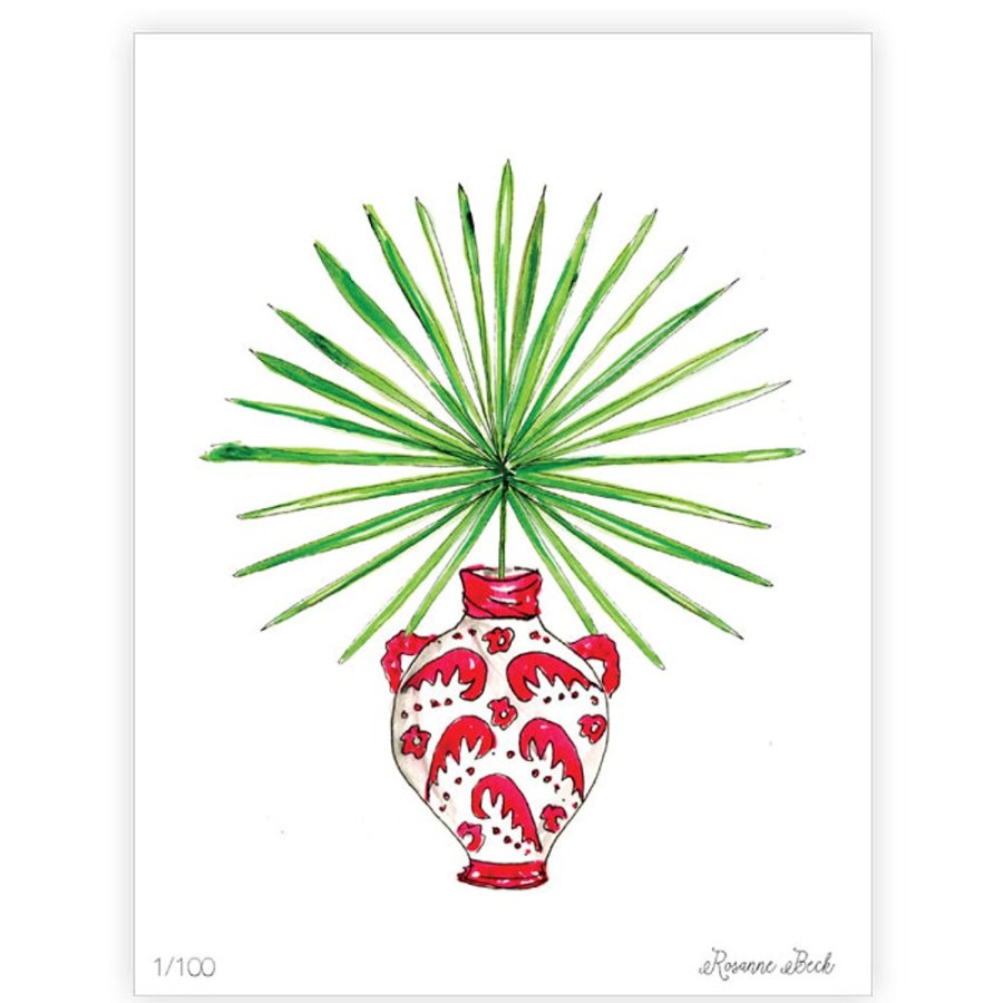 Home & Entertaining Rosanne Beck | Potted Palm Pink Watercolor Art Print