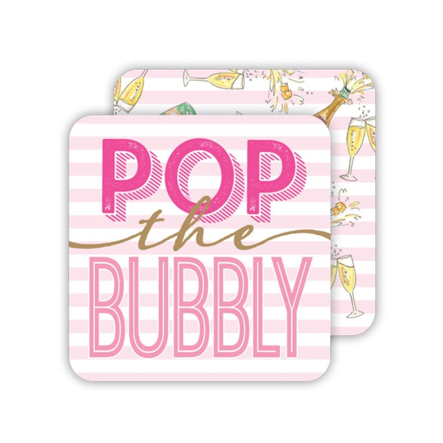 Invitations Rosanne Beck | Pop The Bubbly-Champagne Bottles Paper Coasters