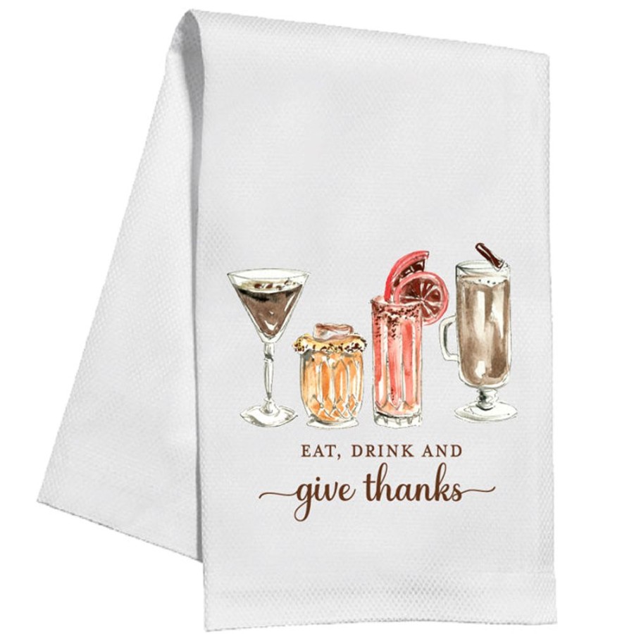 Home & Entertaining Rosanne Beck | Eat Drink And Give Thanks Fall Cocktails Kitchen Towel