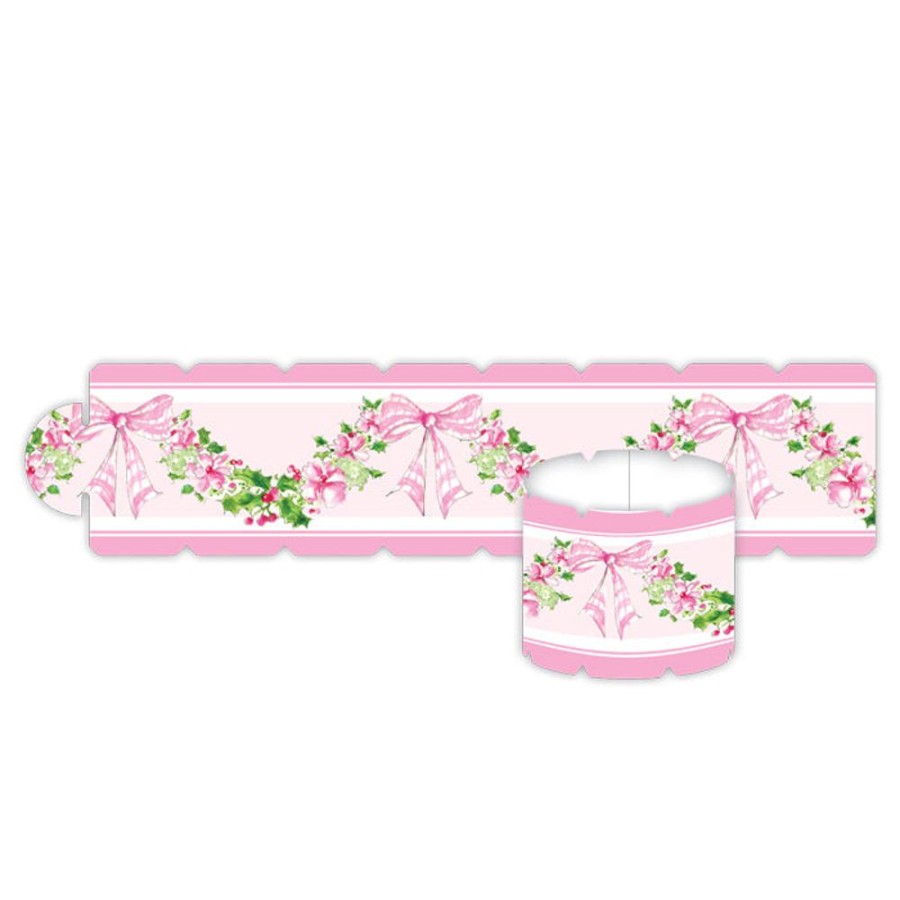 Seasonal Rosanne Beck | Pink Holly Swag Pattern Napkin Ring