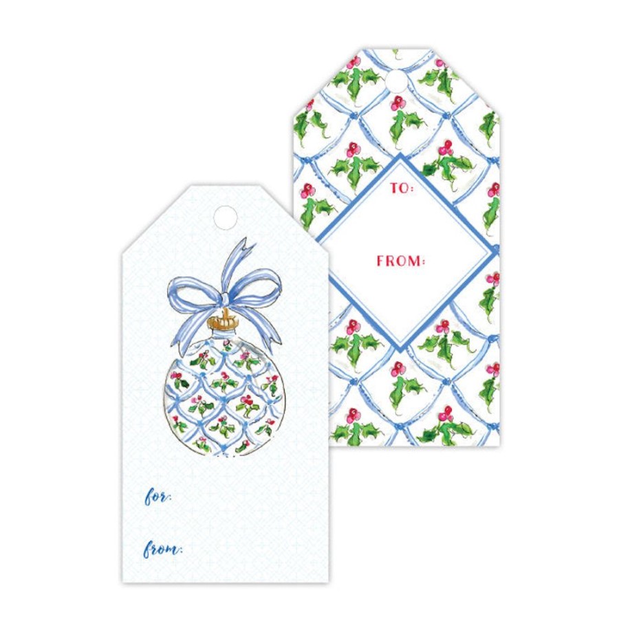 Seasonal Rosanne Beck | Blue Scallop Holly Berry Gift Tags