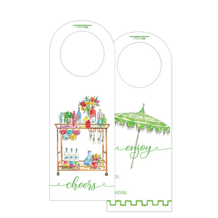 Home & Entertaining Rosanne Beck | Party Bar Cart-Green Umbrella Wine Tag