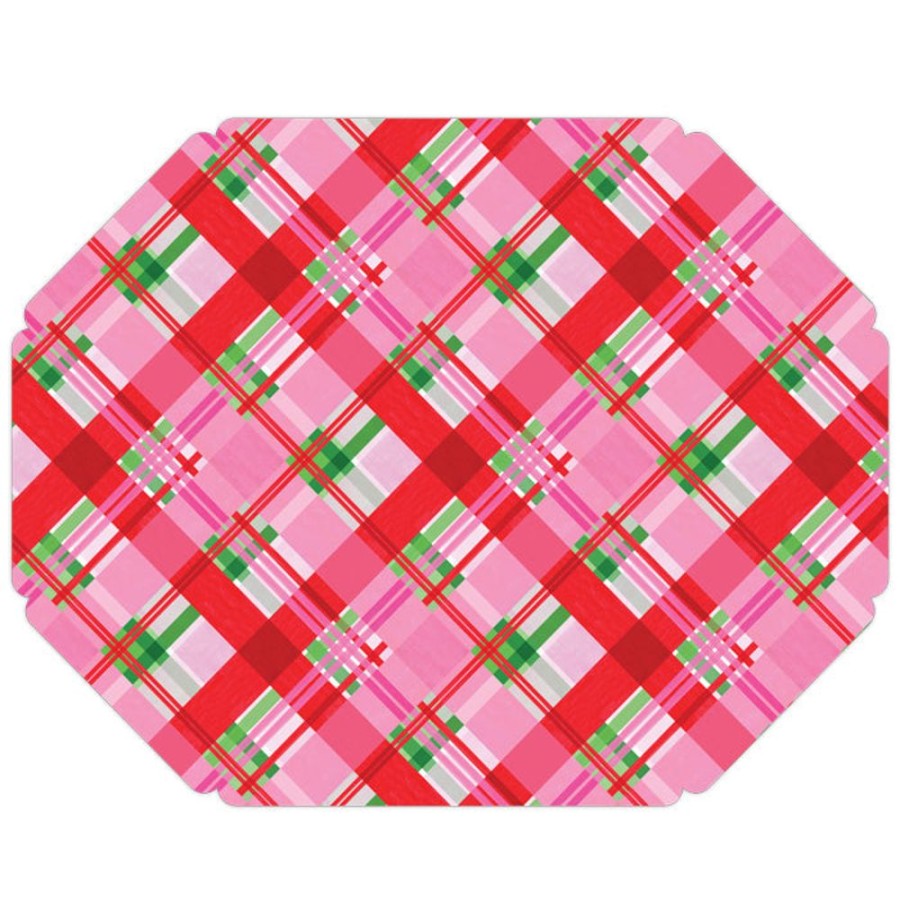 Seasonal Rosanne Beck | Pink Plaid Posh Die-Cut Placemat