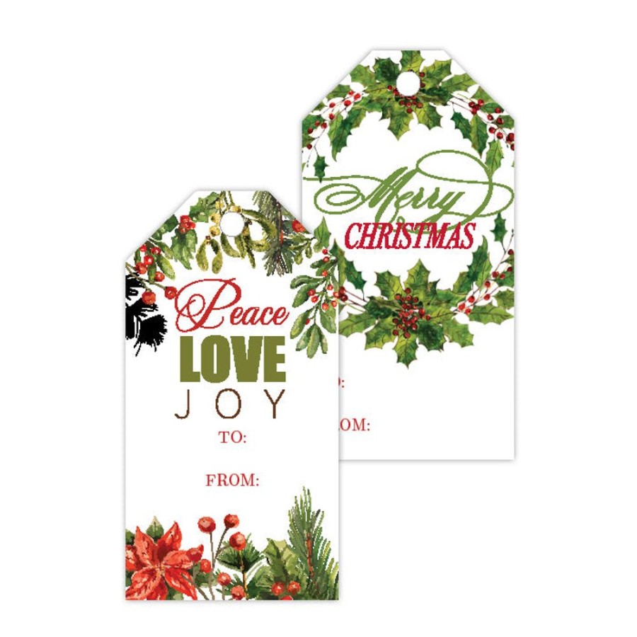 Seasonal Rosanne Beck | Merry Christmas Peace Love Joy Gift Tags