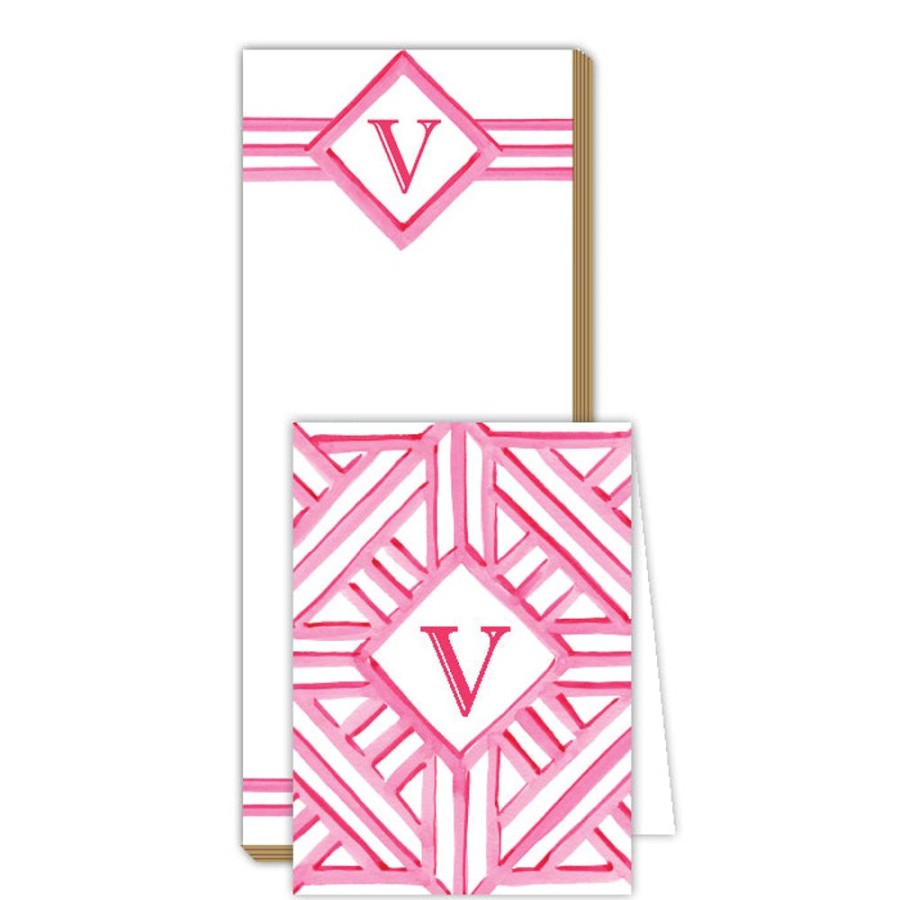 Monograms Rosanne Beck | Lattice Monogram V Notepad Note Set