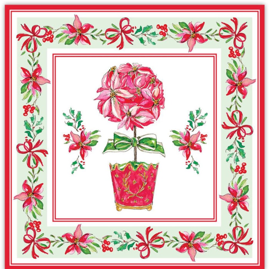 Seasonal Rosanne Beck | Holiday Poinsettia Topiary Square Placemats