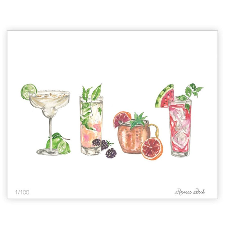 Home & Entertaining Rosanne Beck | Cocktail Assortment 2 Watercolor Art Print