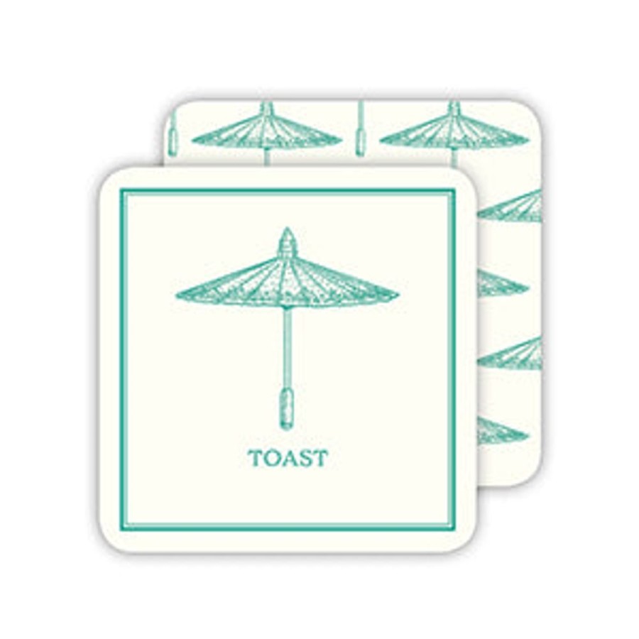 Home & Entertaining Rosanne Beck | Teal Umbrella Toast Modern Vintage Paper Coasters