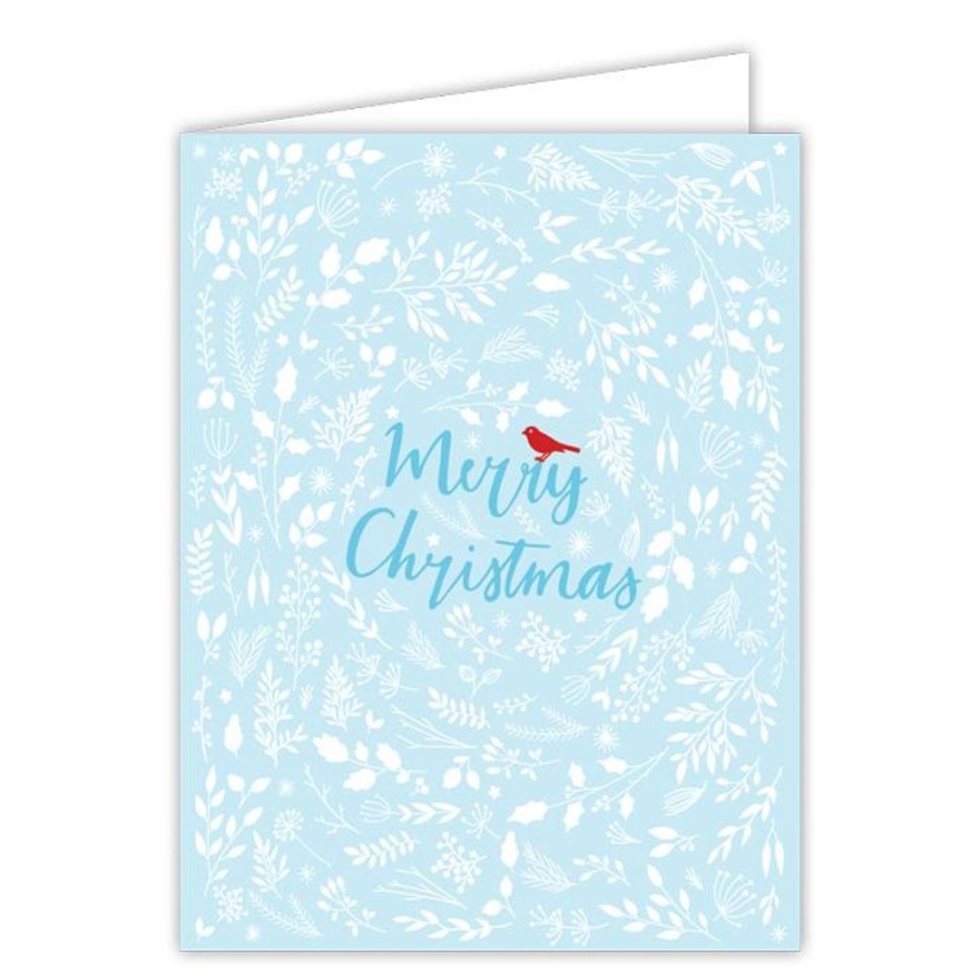 Seasonal Rosanne Beck | Merry Christmas White Pattern Greenery Greeting Card