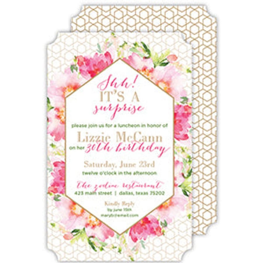 Invitations Rosanne Beck | Handpainted Peony Blossoms Large Die-Cut Invitation