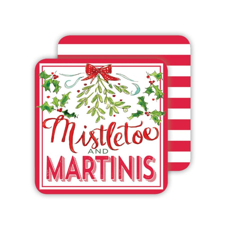 Seasonal Rosanne Beck | Mistletoe And Martinis Paper Coasters