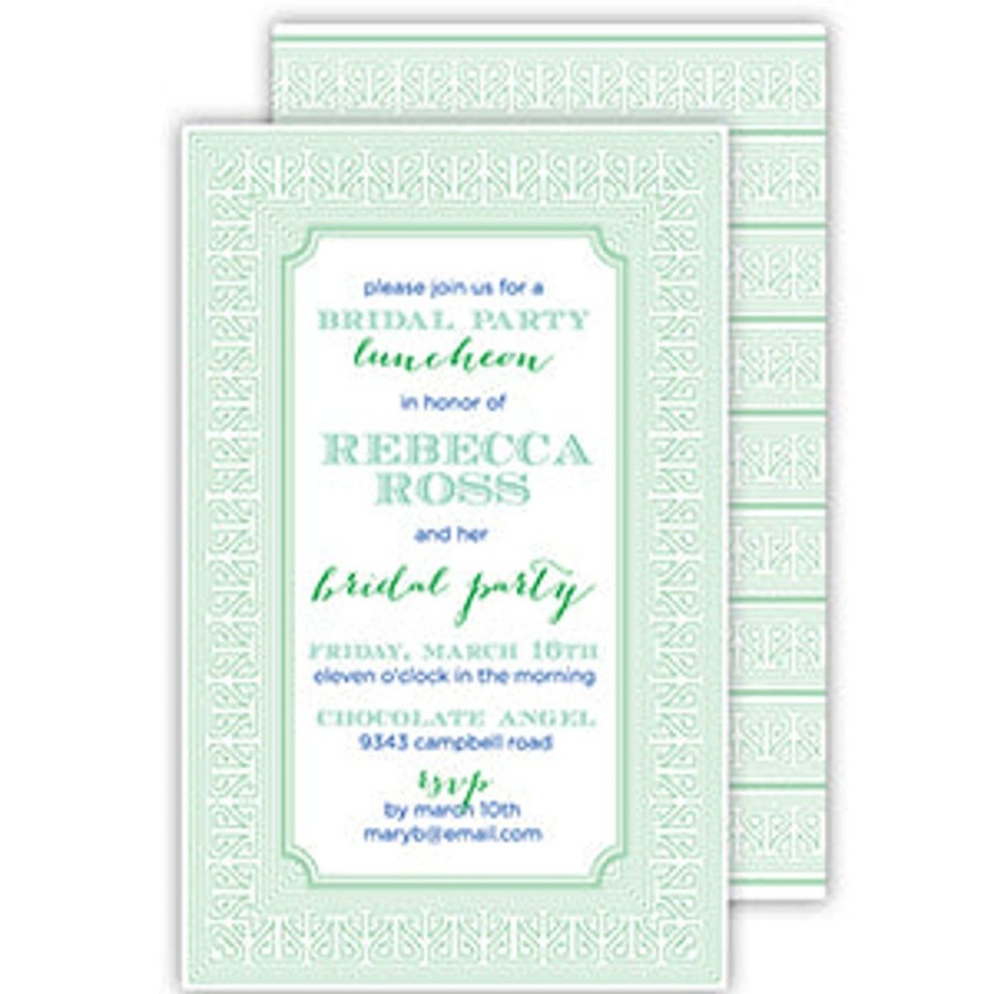 Invitations Rosanne Beck | Asian Stripe Seafoam Large Flat Invitation