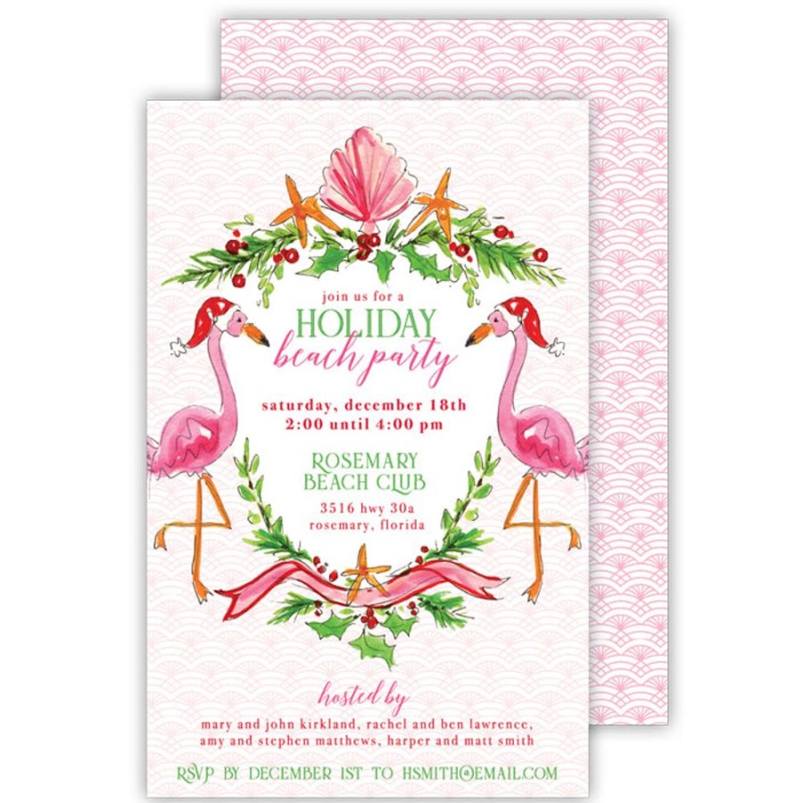 Invitations Rosanne Beck | Flamingo Crest Large Flat Invitation