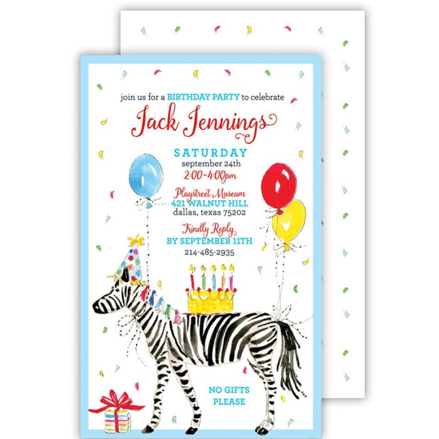 Invitations Rosanne Beck | Birthday Zebra Large Flat Invitation