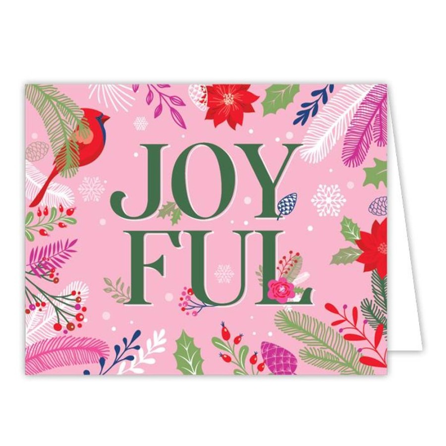 Seasonal Rosanne Beck | Joyful Pink And Green Blossoms Greeting Card