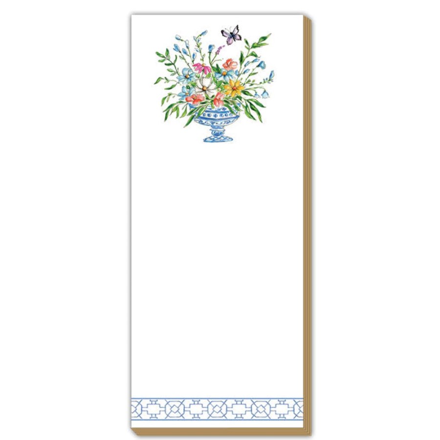 Notes & Pads Rosanne Beck | Blue Wonderland Floral Arrangement Luxe Skinny Pad