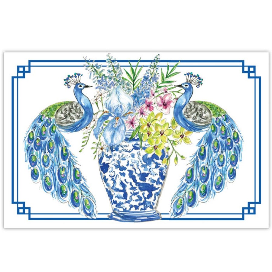 Home & Entertaining Rosanne Beck | Handpainted Peacocks Placemats