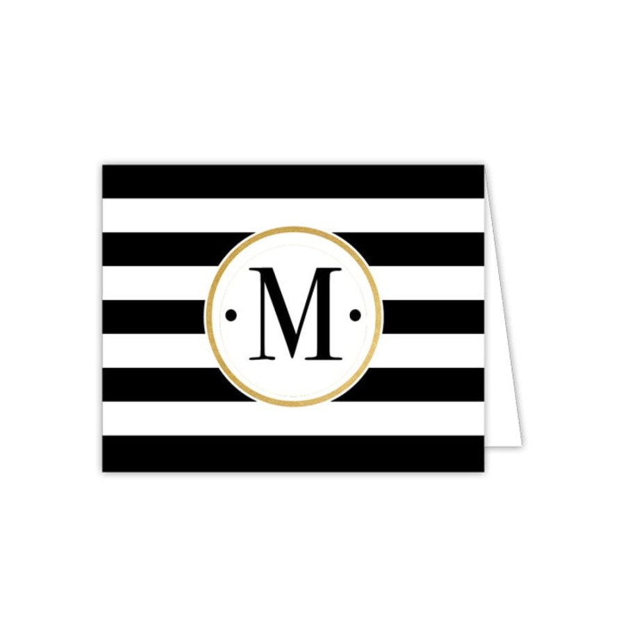 Monograms Rosanne Beck | Black Stripe M Folded Note