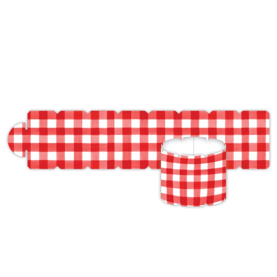 Seasonal Rosanne Beck | Holiday Red And White Plaid Napkin Ring