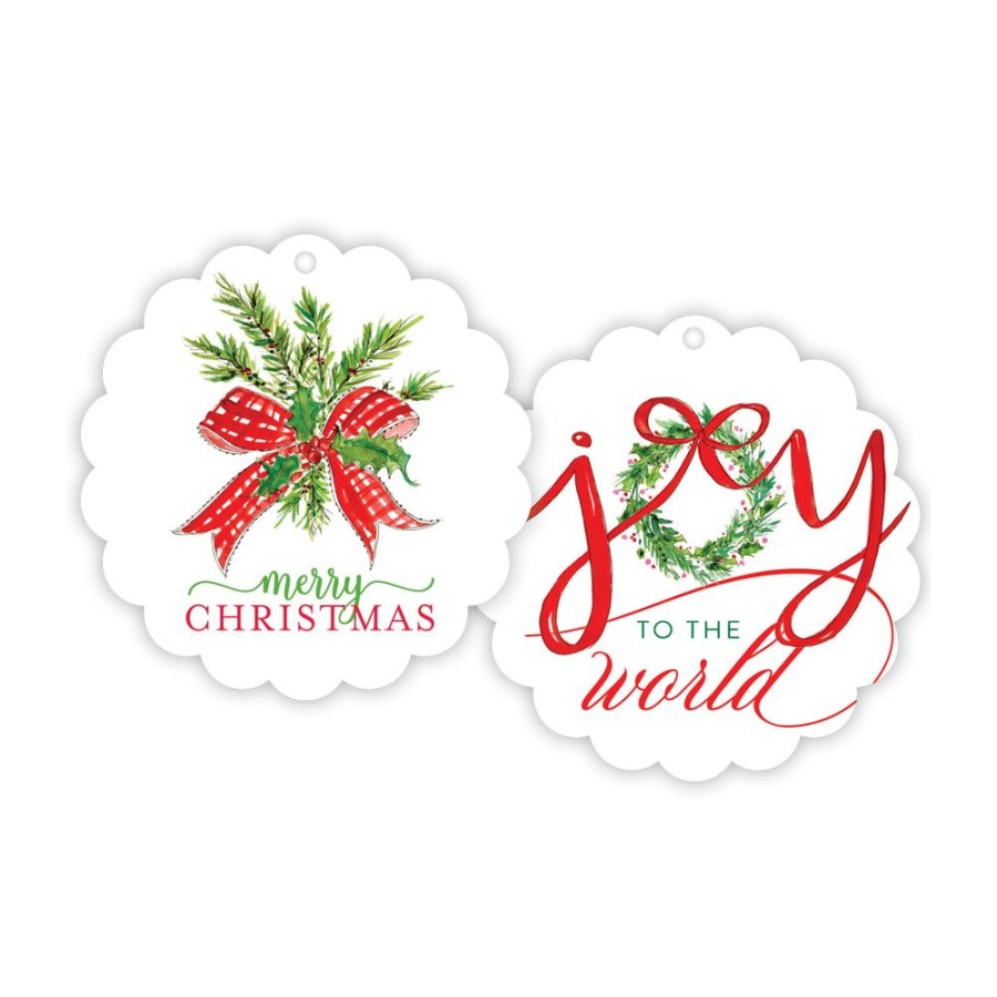 Invitations Rosanne Beck | Merry Christmas Joy To The World Scalloped Gift Tags