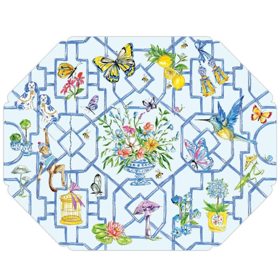 Home & Entertaining Rosanne Beck | Blue Wonderland Trellis Posh Die-Cut Placemats