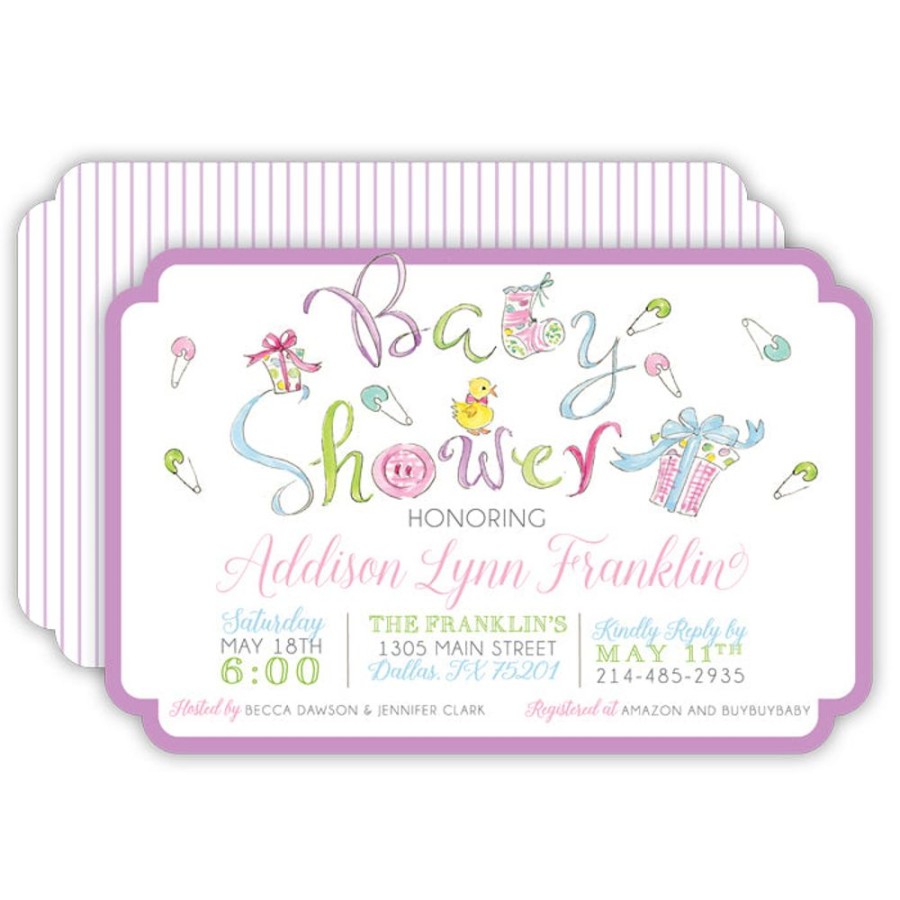 Invitations Rosanne Beck | Handpainted Baby Shower Icons Large Die-Cut Invitation