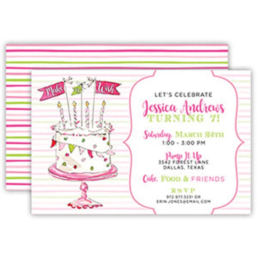 Invitations Rosanne Beck | Party Birthday Cake Pink Large Flat Invitation