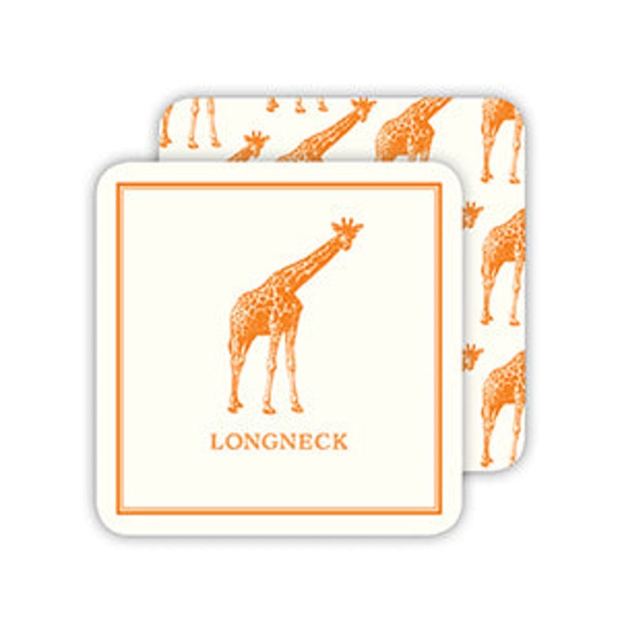 Home & Entertaining Rosanne Beck | Orange Giraffe Long Neck Modern Vintage Paper Coasters