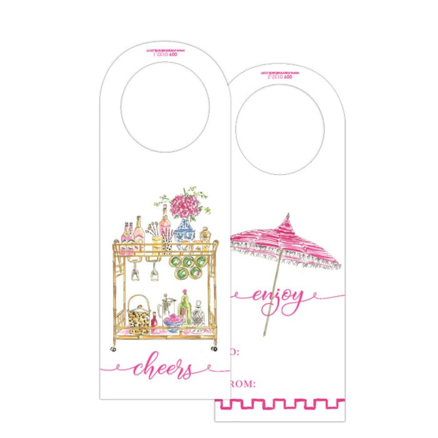 Home & Entertaining Rosanne Beck | Champagne Bar Cart-Pink Umbrella Wine Tag