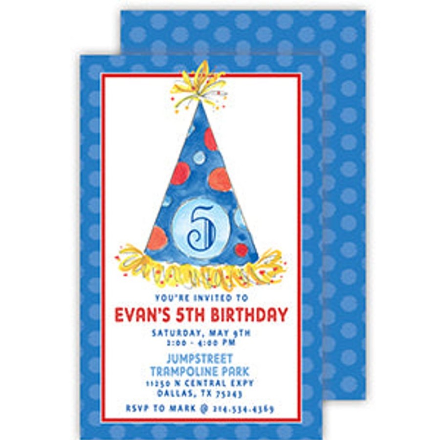 Invitations Rosanne Beck | Party Hat Blue Large Flat Invitation