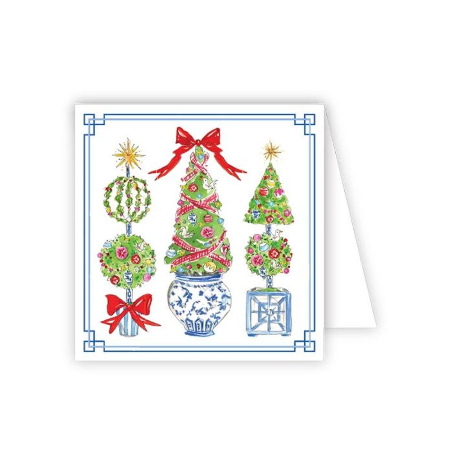 Seasonal Rosanne Beck | Handpainted Holiday Topiary Trio Enclosure Card