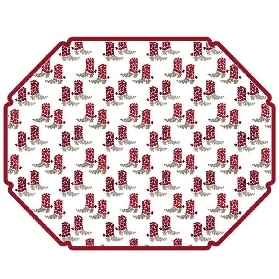 Seasonal Rosanne Beck | Honey+Hank Maroon Boot Posh Die-Cut Placemats