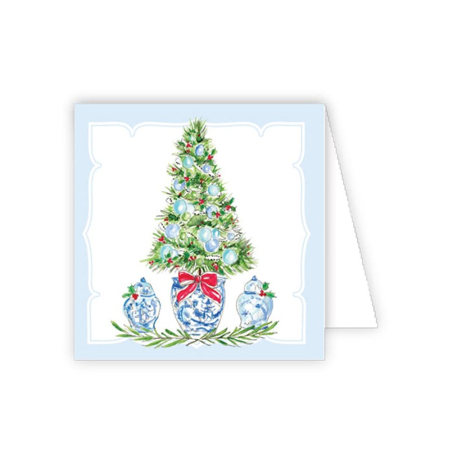 Seasonal Rosanne Beck | Blue Holiday Tree With Ginger Jars Enclosure Card