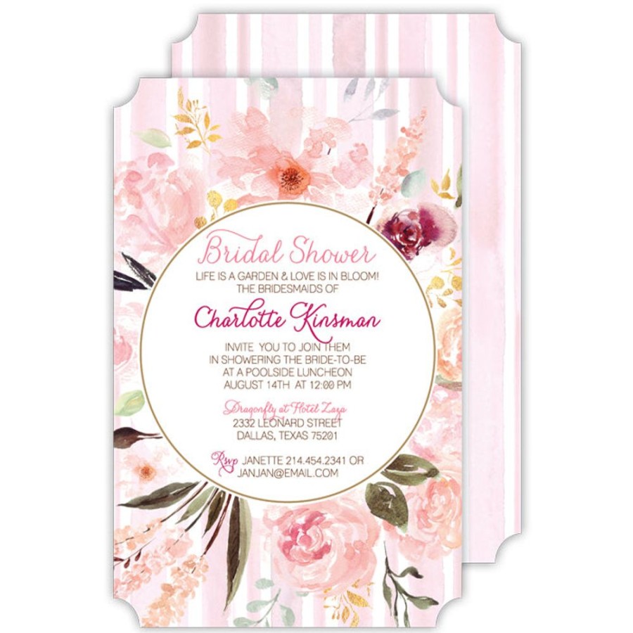 Invitations Rosanne Beck | Handpainted Pink Floral Large Die-Cut Invitation