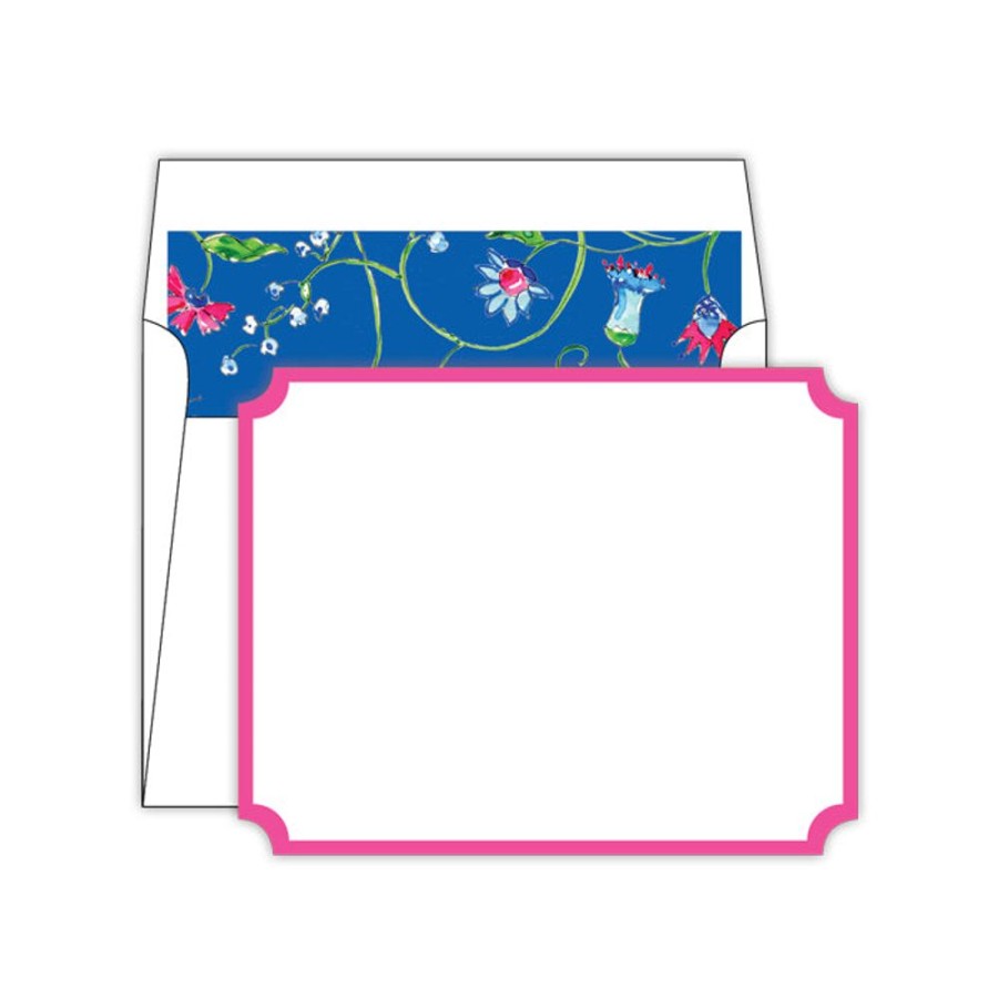 Notes & Pads Rosanne Beck | Floral Print On Blue Die-Cut Social Set