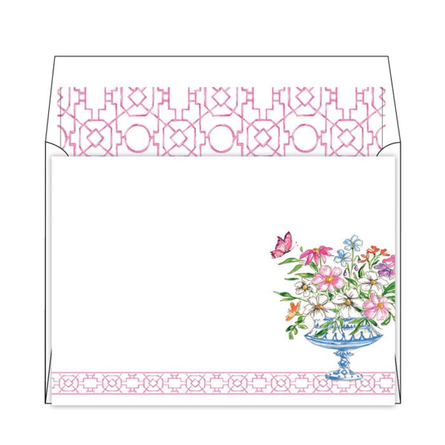 Notes & Pads Rosanne Beck | Pink Wonderland Floral Arrangement Flat Note Stationery