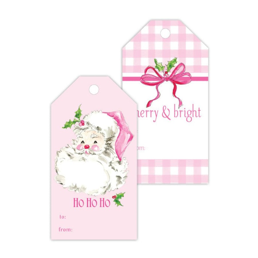 Seasonal Rosanne Beck | Pink Santa Gift Tags