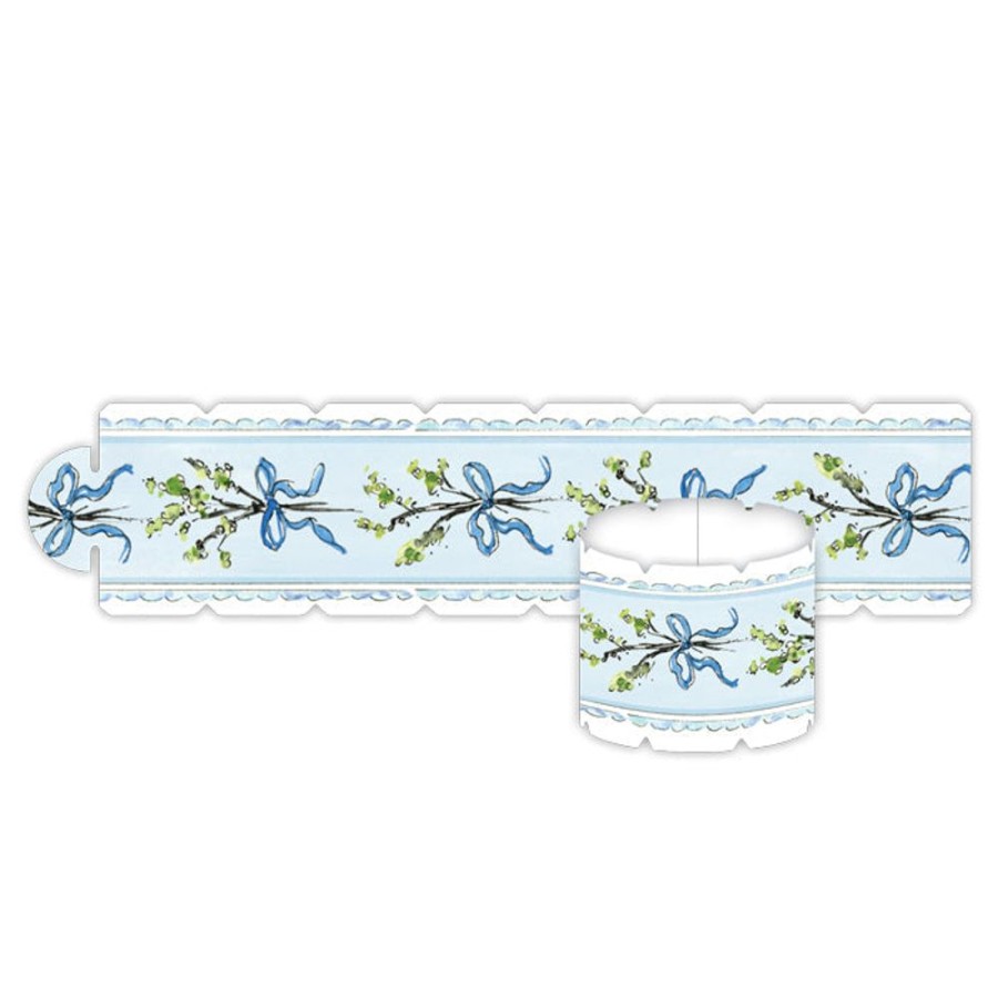 Home & Entertaining Rosanne Beck | Blue Florals Stripe Pattern Napkin Ring