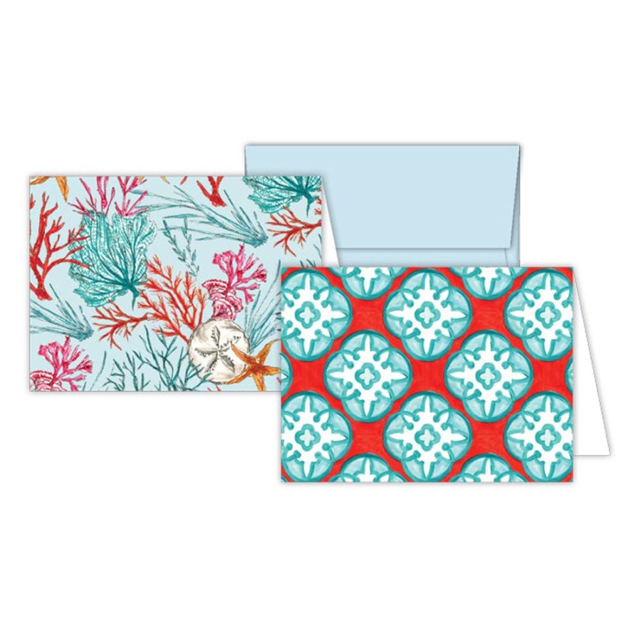 Notes & Pads Rosanne Beck | Tiles Aqua And Coral And Shells And Corals Stationery Notes