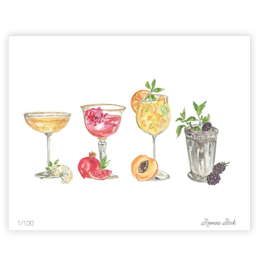 Home & Entertaining Rosanne Beck | Cocktail Assortment 1 Watercolor Art Print