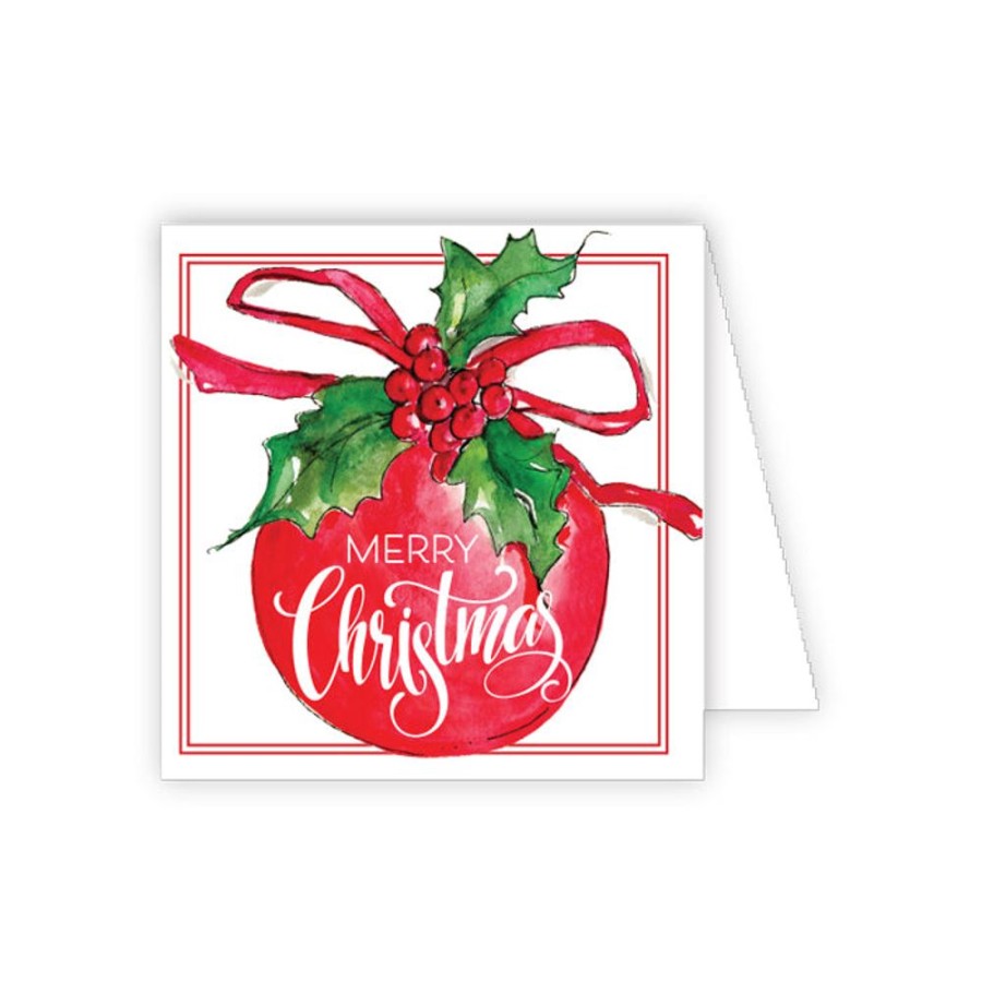 Seasonal Rosanne Beck | Holly Ornament Red Enclosure Card