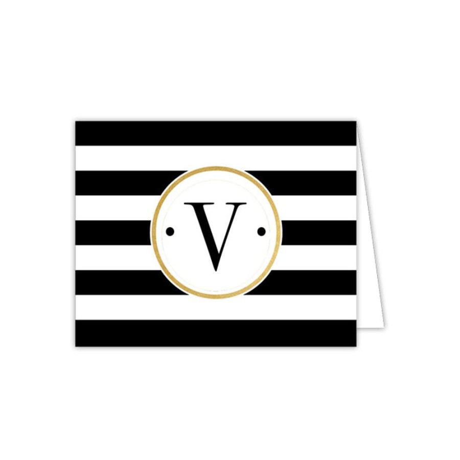 Monograms Rosanne Beck | Black Stripe V Folded Note