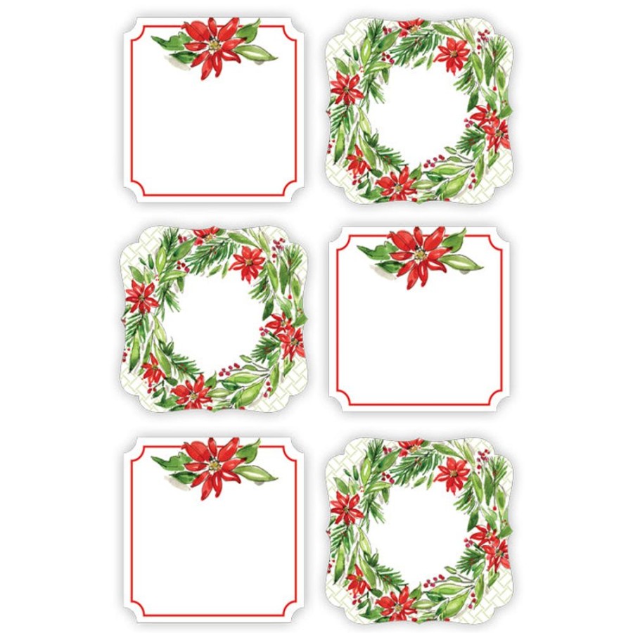 Seasonal Rosanne Beck | Poinsettia Flower With Wreath Die-Cut Sticker Sheet