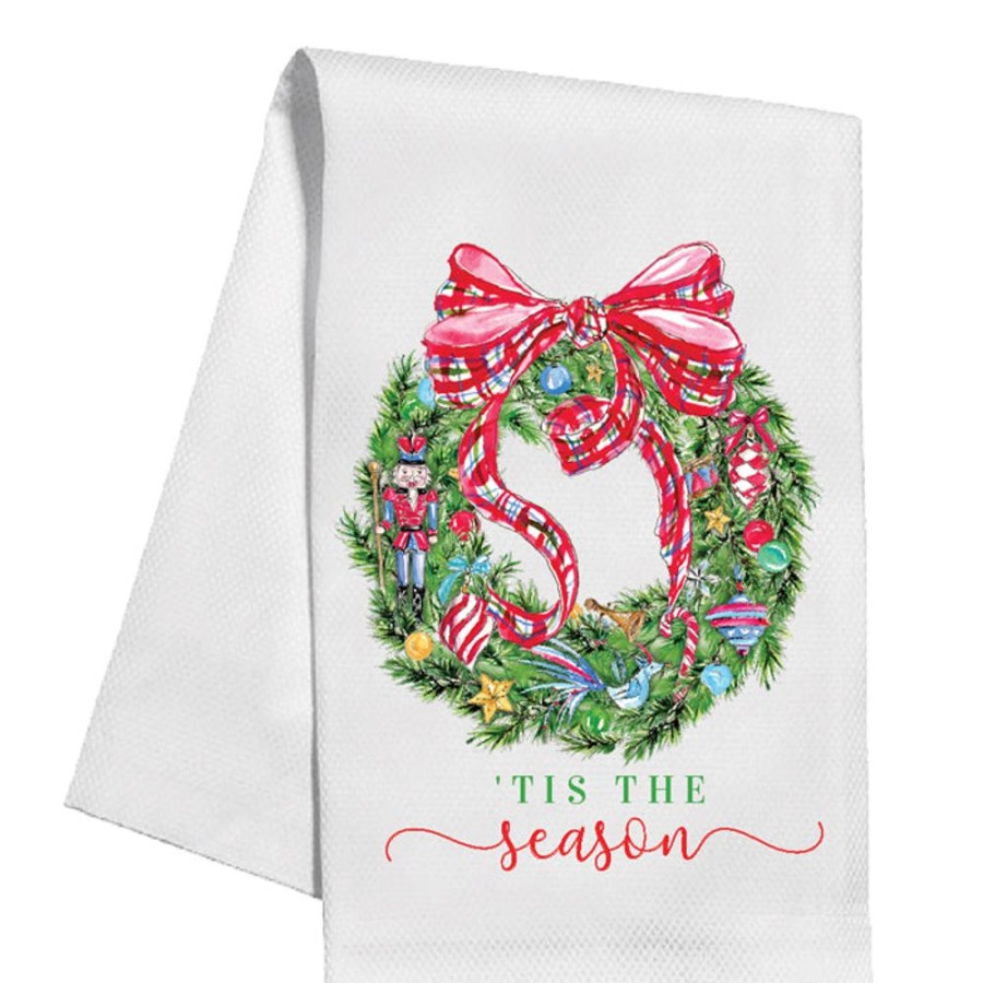 Seasonal Rosanne Beck | Traditional Christmas Toys Wreath Kitchen Towel